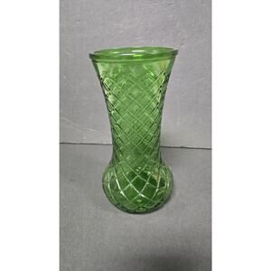 Vintage Hoosier Glass Green Diamond Pressed Vase 4087 Table Decor